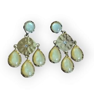 Elegant Gold and Cream Chandelier Earrings